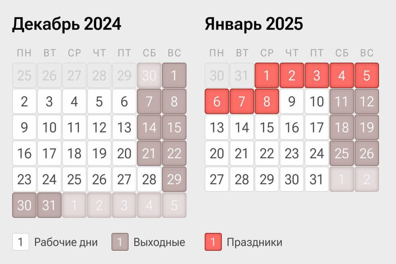 Жители РФ будут отдыхать 11 дней на новогодние праздники